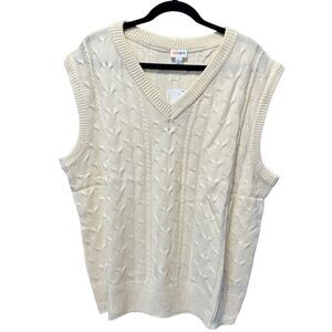 NWT LulaRoe Women’s “Nadia” Cream Color Cable Knit V Neck Sweater Vest - Size XL